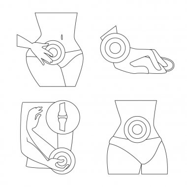 Kemik ve inflamasyon sembolü vektör tasarımı. Web için kemik ve yara stok sembolü koleksiyonu.