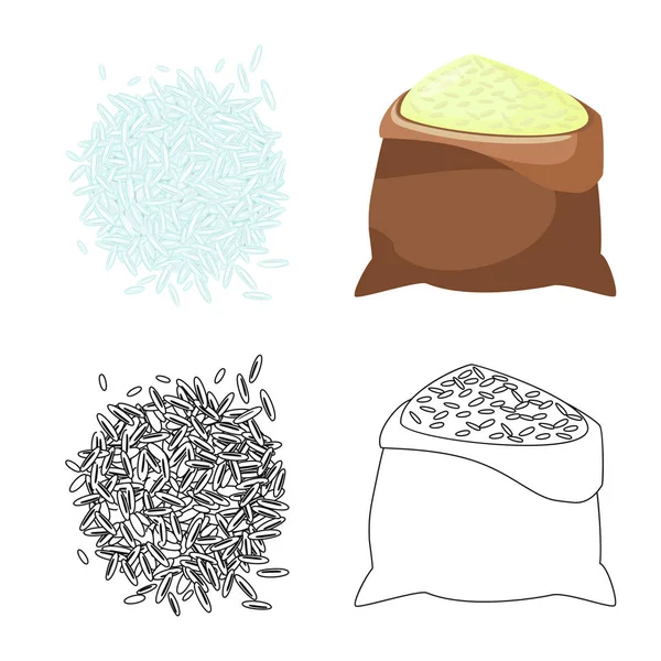 Vectorillustratie van gewas- en ecologische pictogram. Set van gewas en koken aandelensymbool voor web. — Stockvector