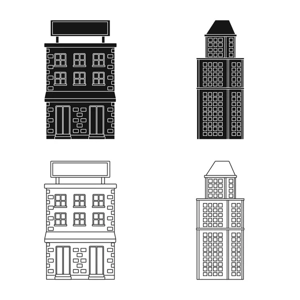 Objeto isolado do ícone municipal e central. Conjunto de ícone de vetor municipal e imobiliário para estoque . —  Vetores de Stock