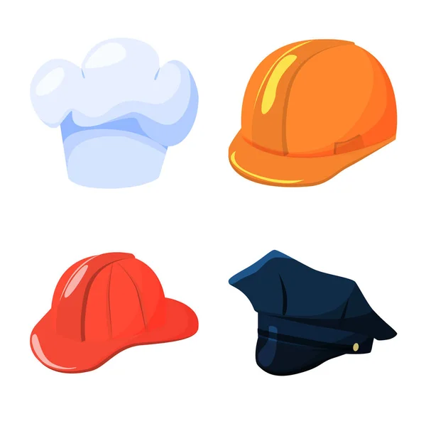 헤드 기어와 낮잠 자는 동안의 표시의 벡터 디자인입니다. 웹에 대 한 주식 기호 모자와 헬멧의 컬렉션. — 스톡 벡터