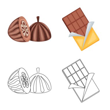 Gıda ve nefis sembolü yalıtılmış nesne. Gıda ve hisse senedi için kahverengi vektör ikon koleksiyonu.