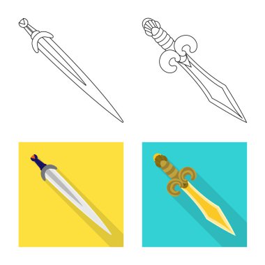 Oyun ve zırh sembolü yalıtılmış nesne. Web için oyun ve bıçak hisse senedi simgesi kümesi.