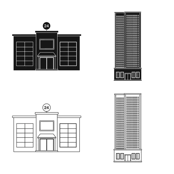 Illustration vectorielle de l'icône municipale et centrale. Collecte d'illustration vectorielle de stock municipal et successoral . — Image vectorielle