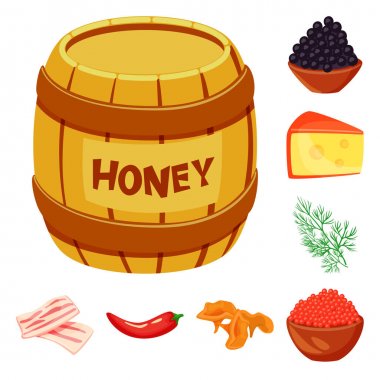 Gıda ve tatlar sembolü izole nesne. Web için gıda ve madde stok sembolü seti.