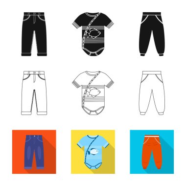 İşareti moda ve giysi tasarımı vektör. Hisse senedi için moda ve pamuk vektör simge topluluğu.