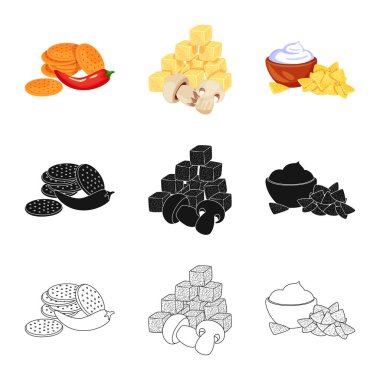 Tat ve daiç sembolü yalıtılmış nesne. Tat ve hisse senedi için organik vektör simge kümesi.