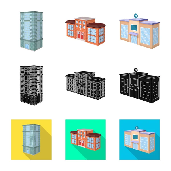 Illustrazione vettoriale della costruzione e del logo dell'edificio. Raccolta di costruzione e stock immobiliare simbolo per il web . — Vettoriale Stock