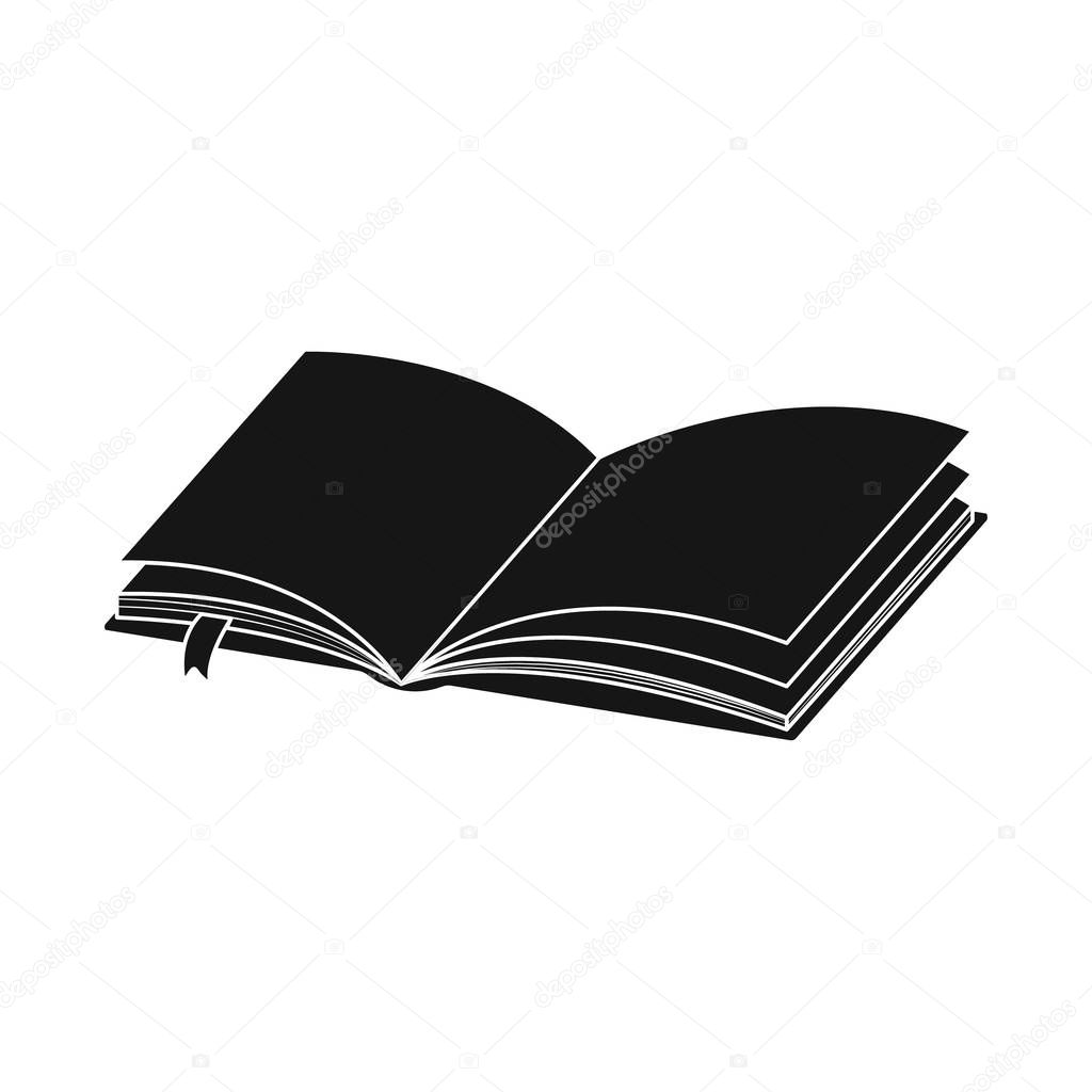 Vector illustration of book  and open logo. Collection of book  and bookmark  vector icon for stock.