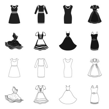 Elbise ve kıyafetler logosu yalıtılmış nesne. Elbise ve akşam vektör simgesini hissenin koleksiyonu.