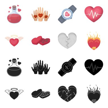 Soyut ve şekil sembolü yalıtılmış nesne. Hisse senedi için soyut ve sevgi vektör simge kümesi.