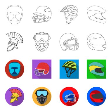 Vektör tasarım kask ve spor simgesi. Web için kask ve Moto stok sembolü seti.