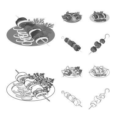 Vektör tasarım ızgara ve barbekü sembolü. Stok için ızgara ve kapak vektör simgesi koleksiyonu.