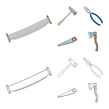 Aracı ve inşaat logo vektör Illustration. Web aracı ve marangozluk hisse senedi simgesi kümesi.