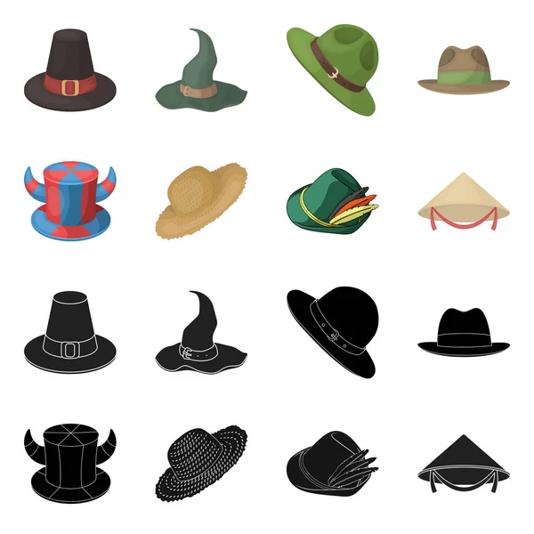Vektor design av hatt och mössa symbol. Uppsättning av hat och modell vektor ikonen för lager. — Stock vektor