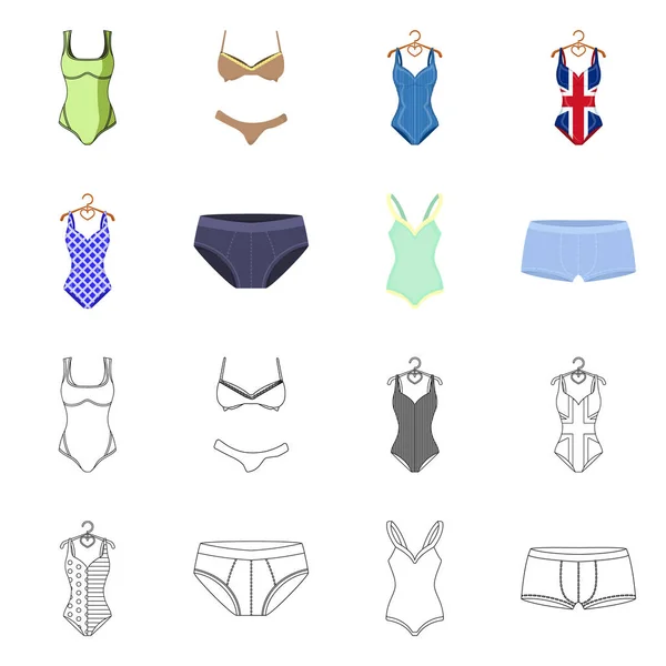 Diseño vectorial de bikini y logo de moda. Colección de bikini y traje de baño símbolo de stock para la web . — Archivo Imágenes Vectoriales