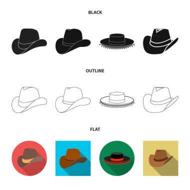 Şapka ve kap simge vektör tasarımı. Web için şapka ve model hisse senedi simgesi kümesi.