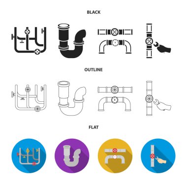 Boru ve sıhhi tesisat sembolü vektör tasarımı. Stok için boru ve metal vektör simgesi koleksiyonu.