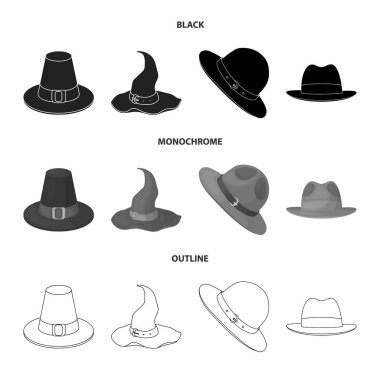 Şapka ve Cap sembolü izole nesne. Şapka ve model stok vektör çizim koleksiyonu.