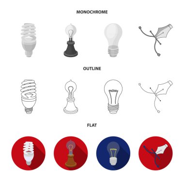 Ampul ve ecolam simgesinin izole nesnesi. Ampul ve modern stok vektör illüstrasyon koleksiyonu.