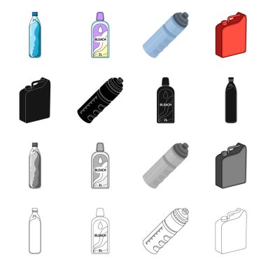 Plastik ve konteyner sembolü vektör illüstrasyon. Plastik ve ambalaj stok vektör illüstrasyon seti.