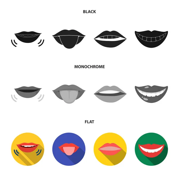 Ilustração vetorial do ícone de beijo e sorriso. Conjunto de beijo e sexy ilustração stock vector . —  Vetores de Stock