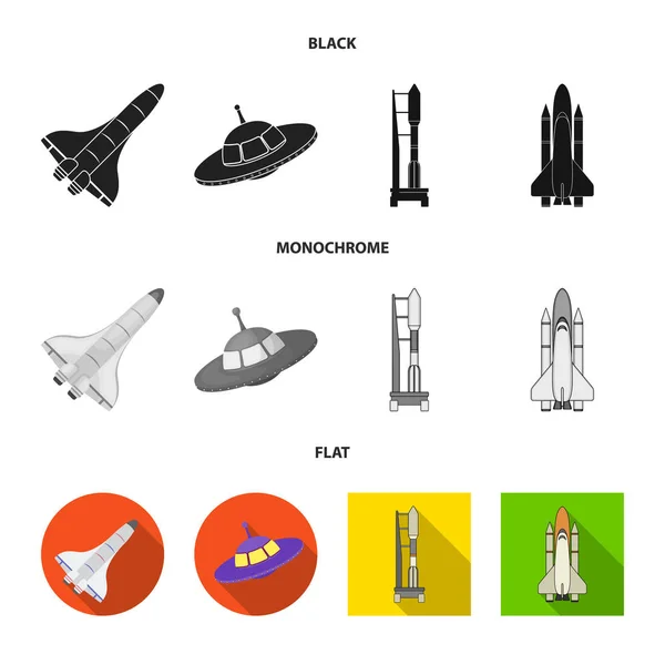 Isolerade föremål för rymdskepp och fartygs symbol. Insamling av rymdskepp och Station vektor ikon för lager. — Stock vektor