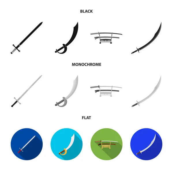 Vektor-Illustration von Schwert und Klinge-Logo. Set aus Schwert und Game-Stock-Symbol für Web. — Stockvektor