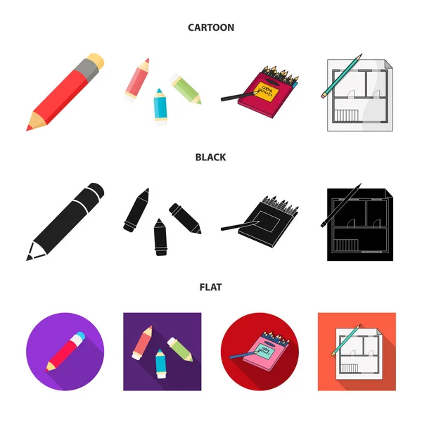 Векторный дизайн карандаша и заточки. Коллекция иконки карандаша и цветного вектора для склада . — стоковый вектор