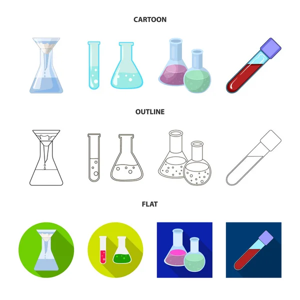 Conception vectorielle du flacon et logo du laboratoire. Collecte de flacons et de matériel symbole stock pour toile . — Image vectorielle