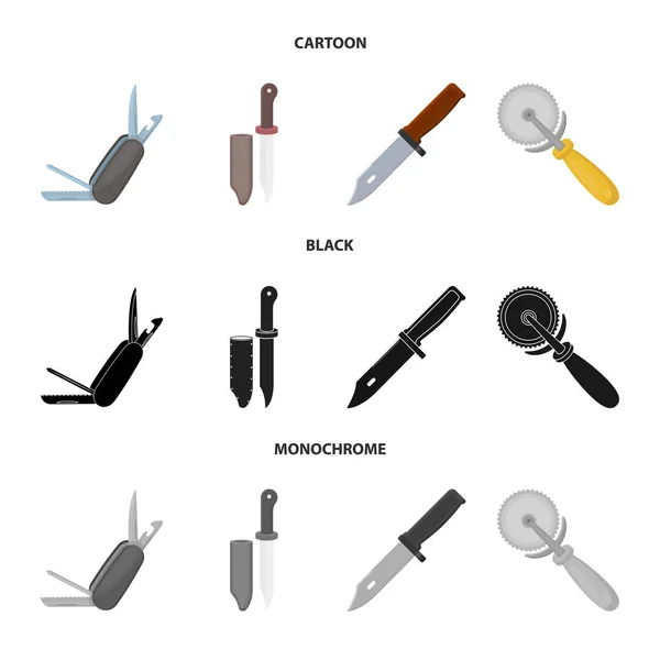 刀和切割标志的矢量设计。一套用于库存的刀和扁平矢量图标. — 图库矢量图片
