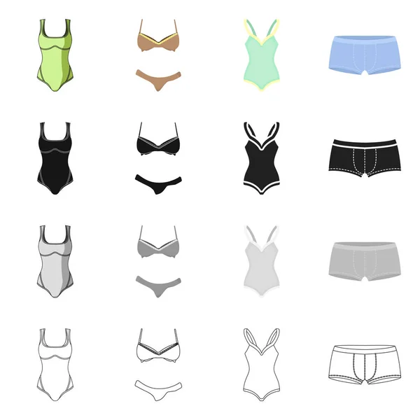 Ilustración vectorial de bikini y logotipo de moda. Colección de bikini y traje de baño símbolo de stock para la web . — Archivo Imágenes Vectoriales