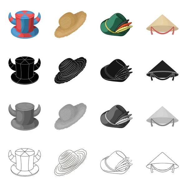 Illustration vectorielle de l'icône chapeau et casquette. Ensemble de chapeau et modèle stock symbole pour le web . — Image vectorielle