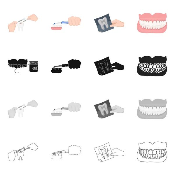 Ilustración vectorial de dientes y logotipo feliz. Conjunto de dientes y blanqueamiento stock vector ilustración . — Vector de stock