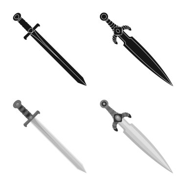 Oyun ve zırh simge vektör tasarımı. Web için oyun ve bıçak hisse senedi simgesi kümesi.