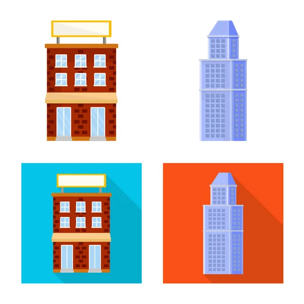 Oggetto isolato di icona comunale e centrale. Raccolta di illustrazione vettoriale comunale e immobiliare . — Vettoriale Stock