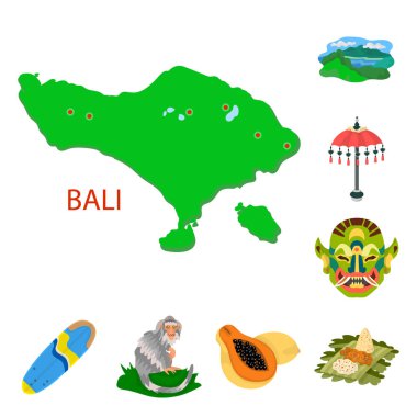 Bali ve Endonezya logosu vektör tasarımı. Web için bali ve karayipler stok sembolü koleksiyonu.