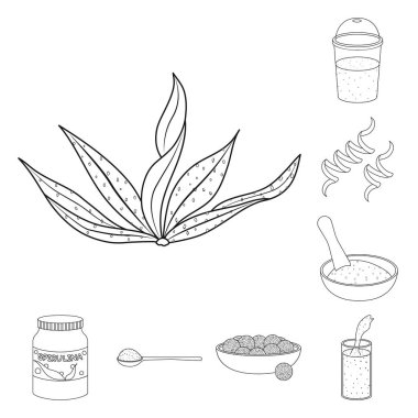 Gıda ve vegan simgesi vektör tasarımı. Web için gıda ve weed stok sembolü Seti.