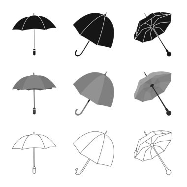 Koruma ve kapalı simge vektör çizimi. Koruma ve web için yağmurlu hisse senedi simgesi toplama.