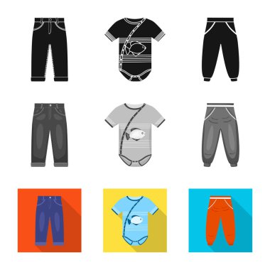 İşareti moda ve giysi tasarımı vektör. Web için moda ve pamuk hisse senedi simgesi kümesi.