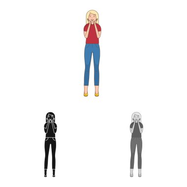 Duruş ve ruh hali işareti vektör tasarımı. Duruş ve kadın hisse senedi vektör çizim koleksiyonu.