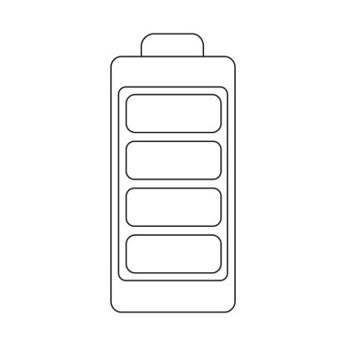 Pil ve şarj logosunun vektör tasarımı. Pil ve seviye stok vektör çizimi seti.