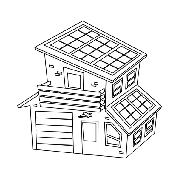 Ilustración vectorial de edificio y signo de batería. Colección de edificio y casa icono vectorial para stock . — Vector de stock