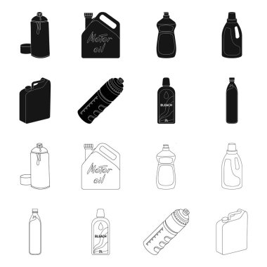 Plastik ve konteyner logo vektör tasarımı. Plastik ve ambalaj hisse senedi simgesi web için set.