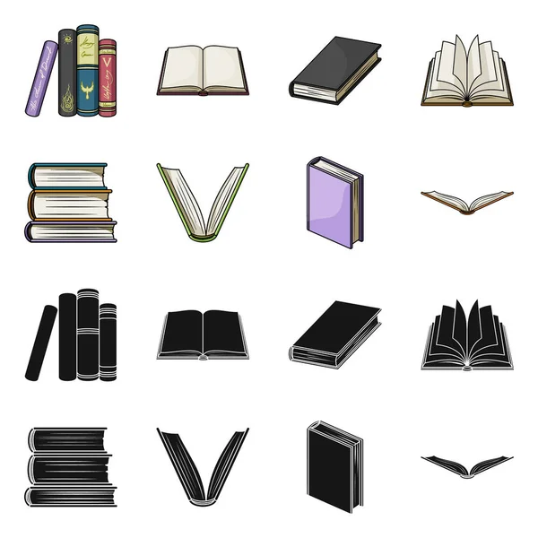 Ilustración vectorial del icono de biblioteca y libro de texto. Conjunto de biblioteca e ilustración de vectores escolares . — Archivo Imágenes Vectoriales