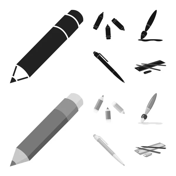 Vector illustration of pencil and sharpen logo. Collection of pencil and color vector icon for stock. — Stock Vector