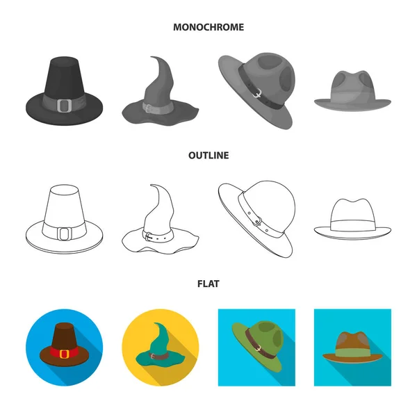 Projeto vetorial de chapéu e símbolo de boné. Conjunto de chapéu e modelo de símbolo de estoque para web . —  Vetores de Stock