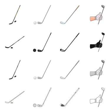 İzole nesne ve sopa logosu. Web için toplama ve golf stok sembolü.