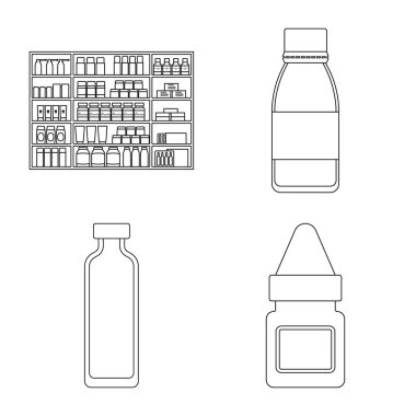 Eczane ve ilaç logo yalıtılmış nesne. Hisse senedi için eczane ve sağlık vektör simge topluluğu.