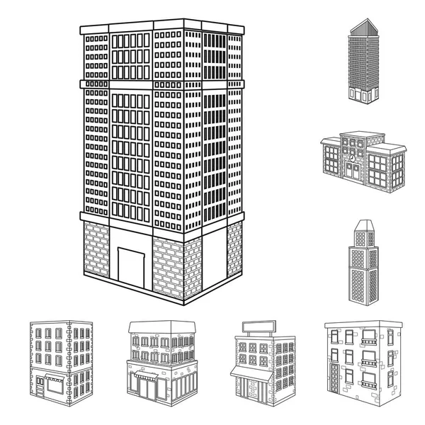 Projeto vetorial de casa e apartamento sinal. Conjunto de casa e símbolo de estoque moderno para web . —  Vetores de Stock