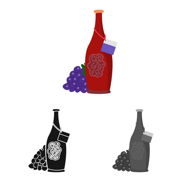 Izolowany obiekt z butelką i symbolem wina. Zbiór butelek i alkoholu fotografii ilustracji wektor. — Wektor stockowy